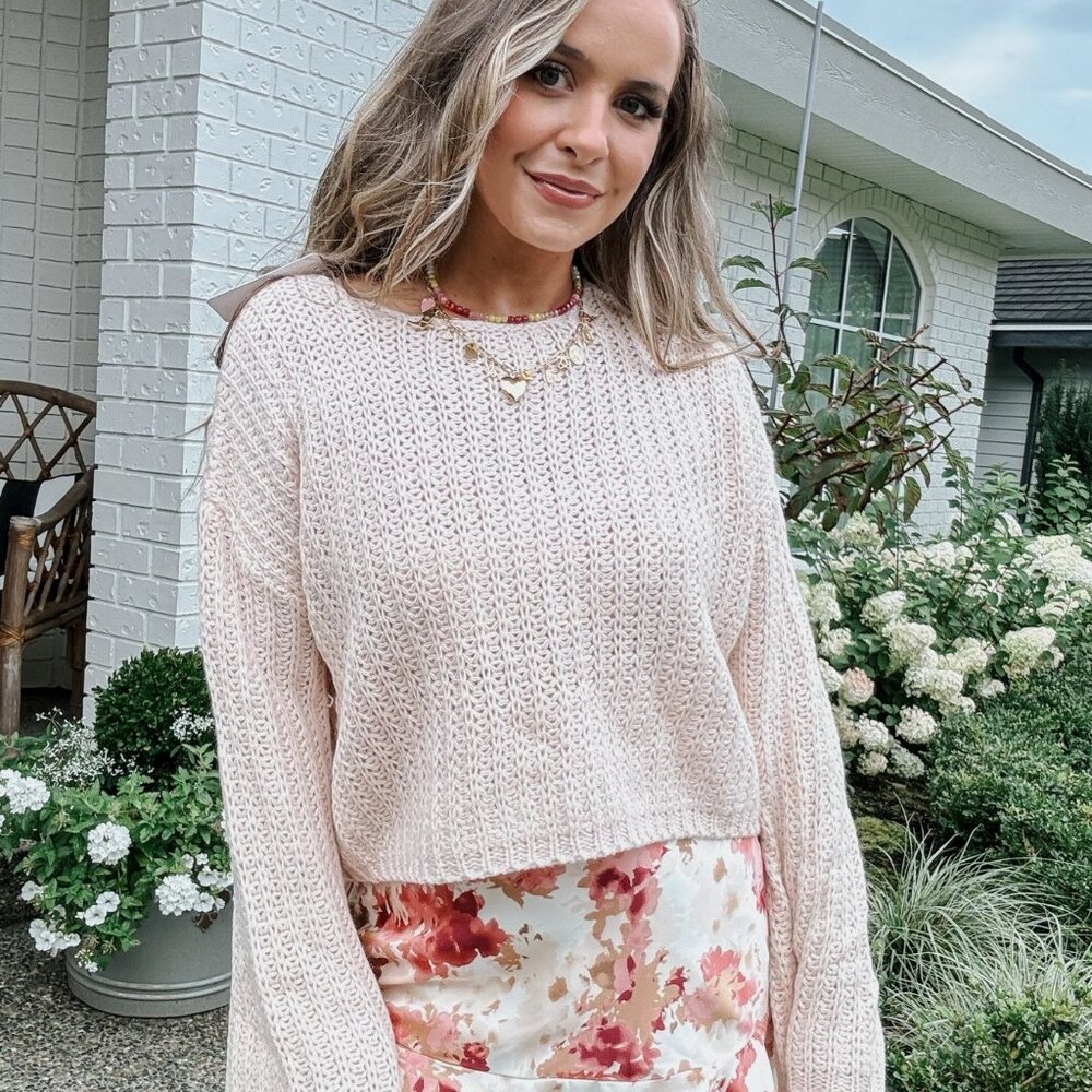 Women's Ballerina Hand Knit Sweater Top | Balletcore Aesthetic | Blush Pink